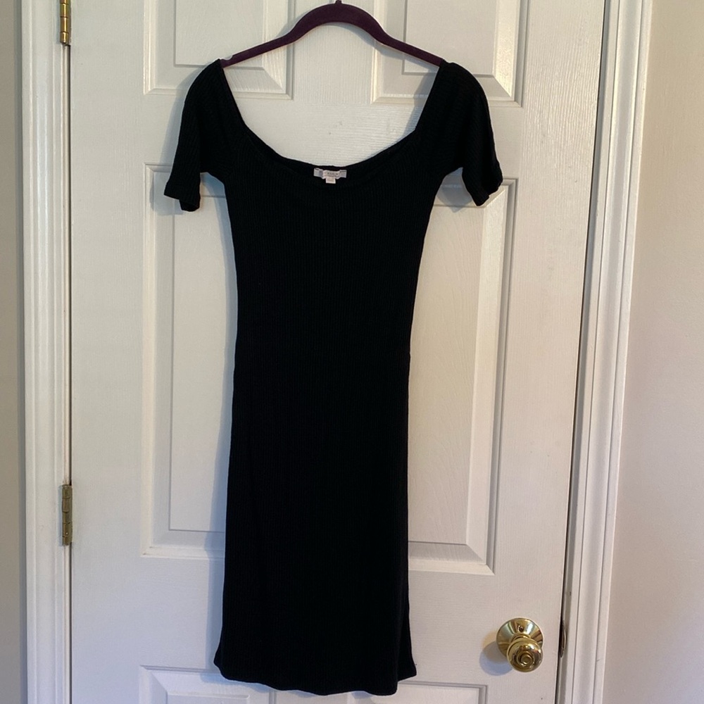 Don’t Ask Why Black Ribbed Off Shoulder Bodycon Dress